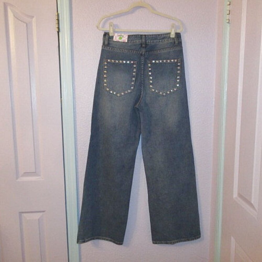 TRTR High Rise Slouchy Wide Leg Jeans Size 13 31 Studded Soft Stretchy Denim NWT